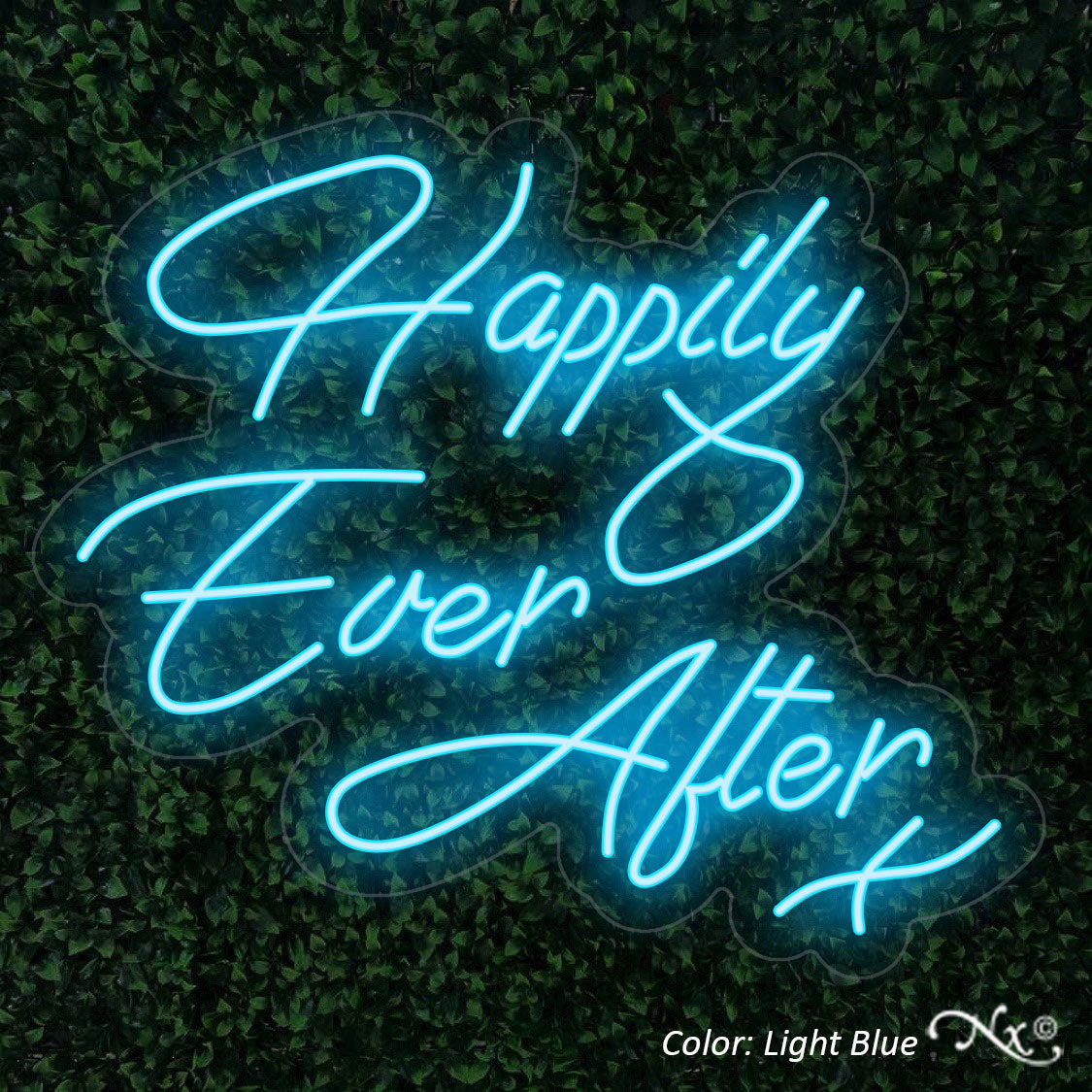Happily Ever After Neon Sign color light blue