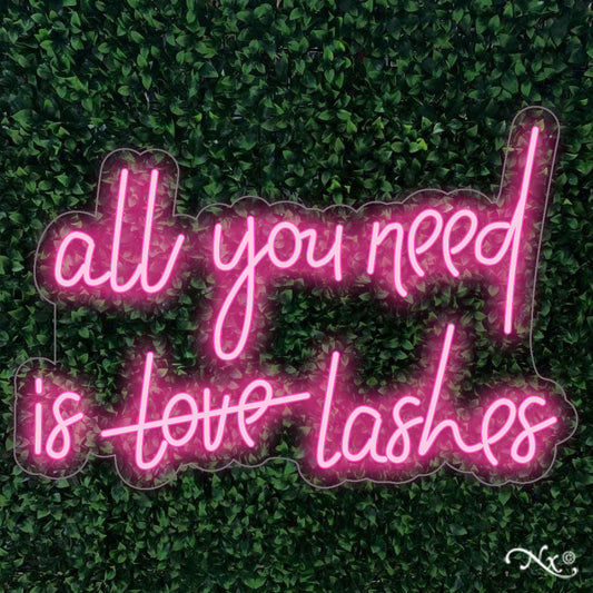 all you need is lashes neon sign